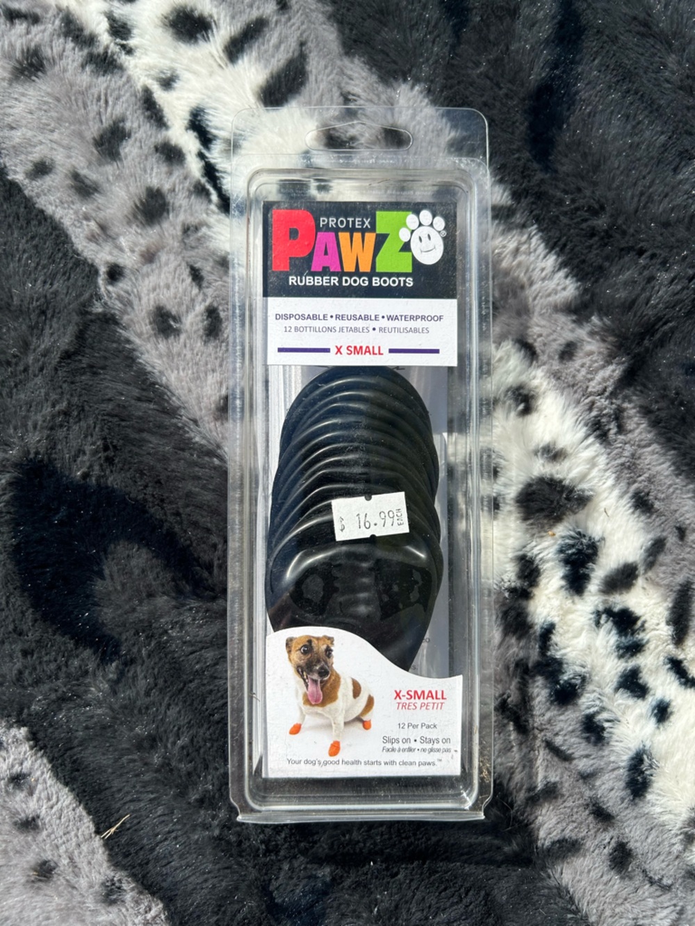 🔥3/$8 PAWZ Black Rubber Dog Boots X-Small